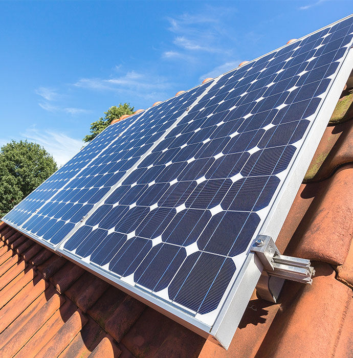 Solar panels on roof