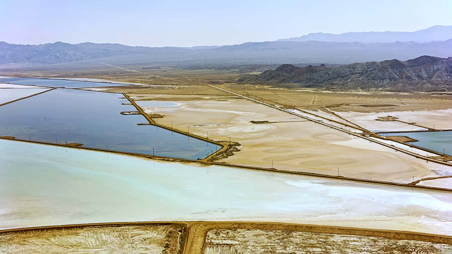 Ariel view of a lithium mine in Nevada, US.